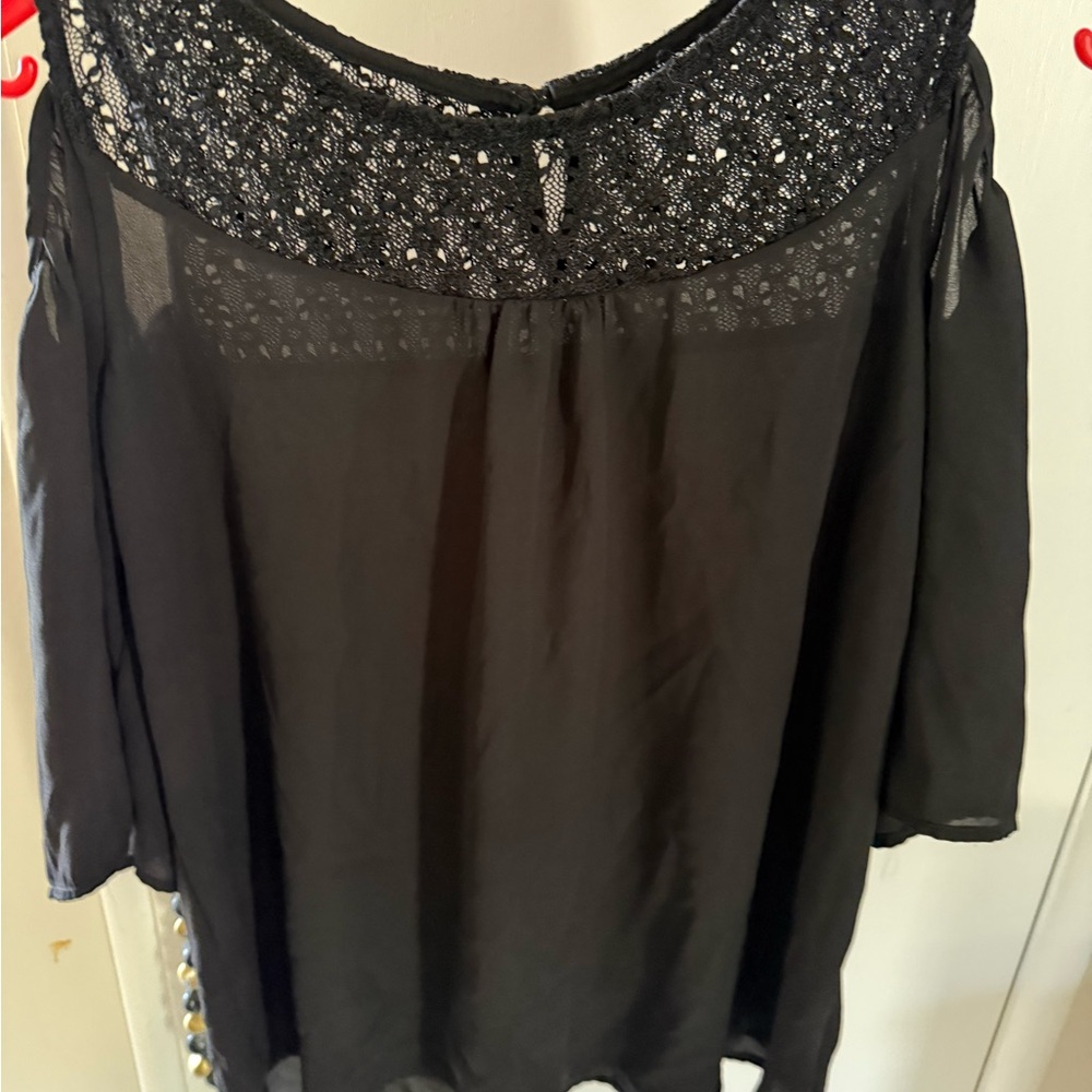 Elegant Black Beaded Women's Top